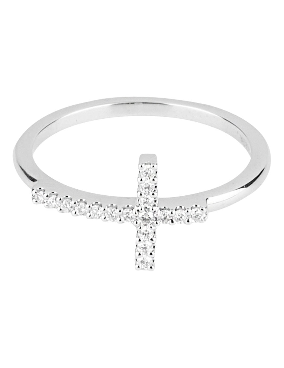 Anillo de cruz 14 k de oro pavé Anillo de cruz 14 k de oro pavé