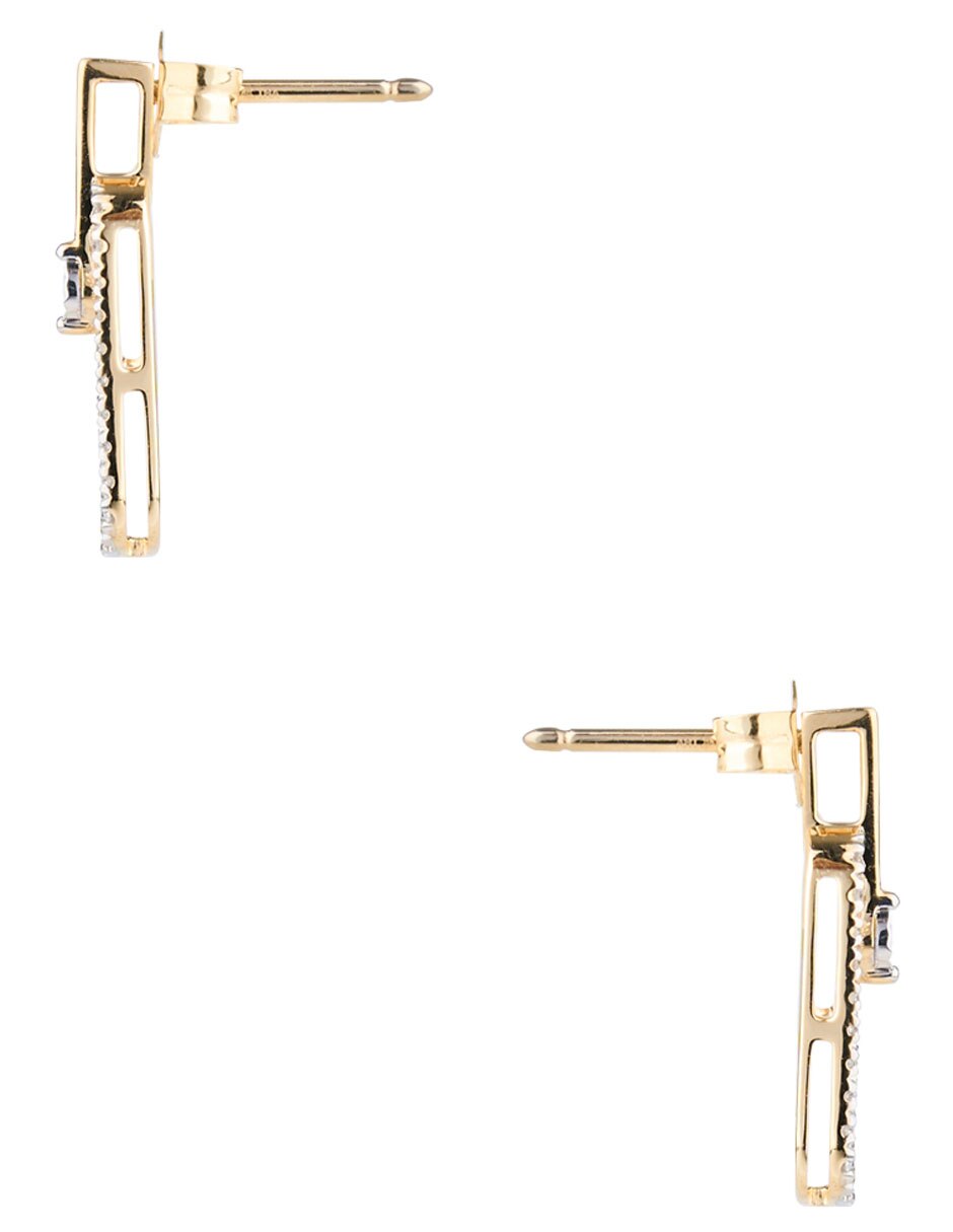 Aretes corto de eslabón de oro de 14 K con acabado pavé 2