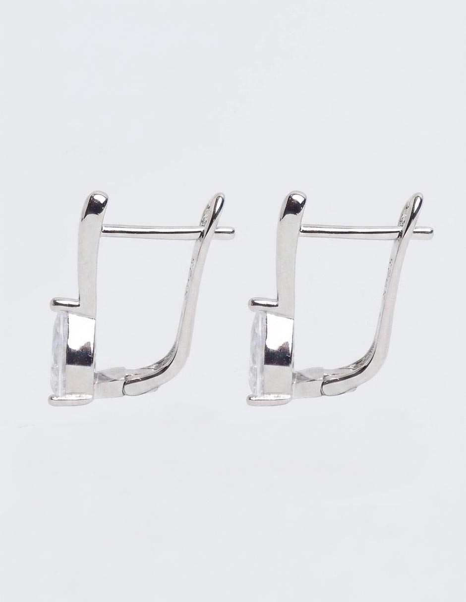 Aretes cortos de gota de plata P 925 con acabado pave zirconia 3