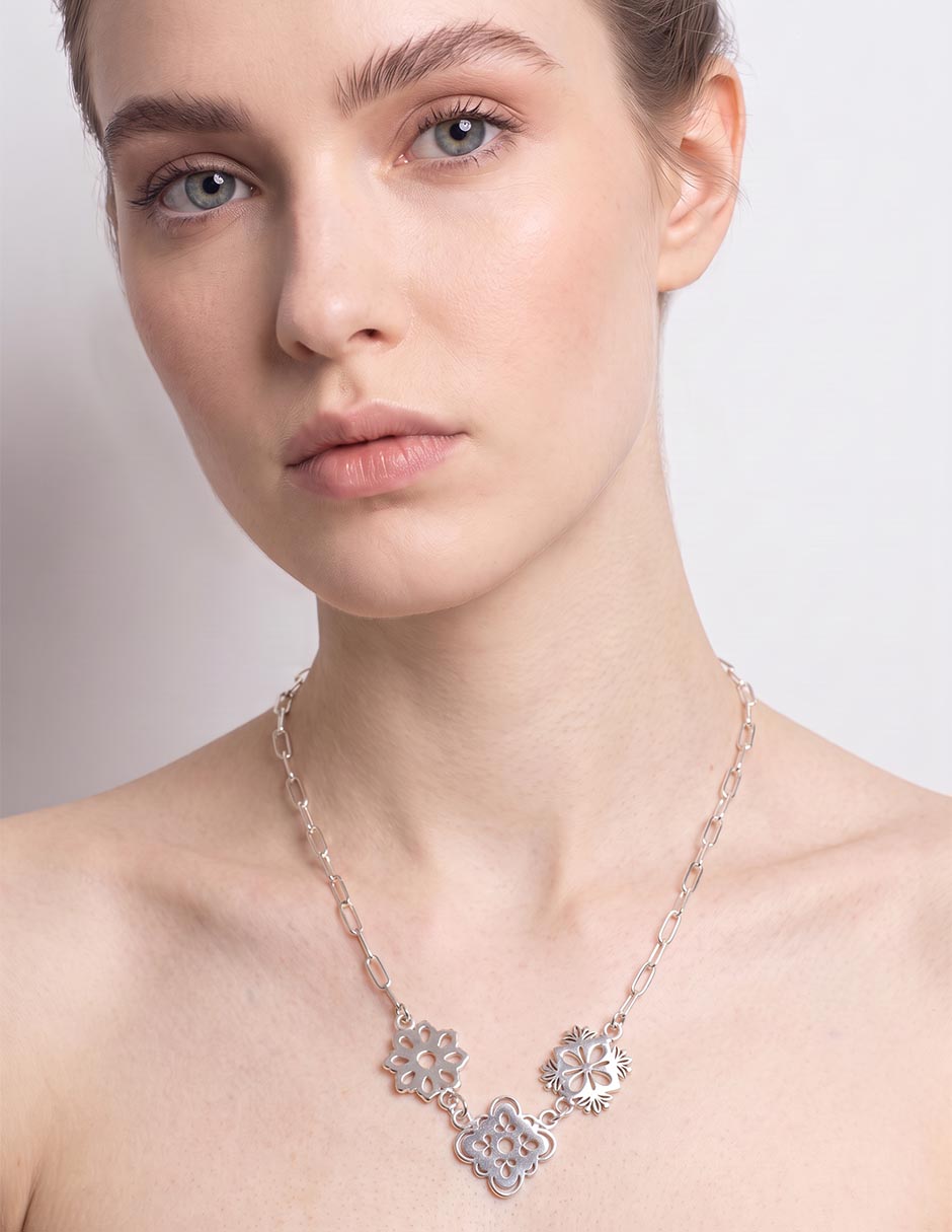 Collar de flor de plata p 925 2