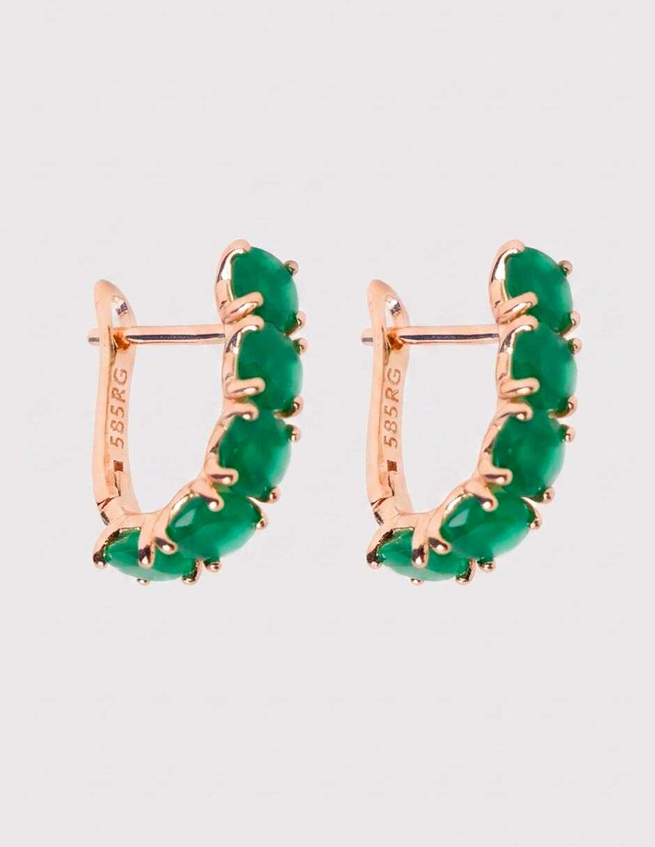Aretes cortos Clásica de plata P 925 con acabado Baño de oro rosa zirconia 4