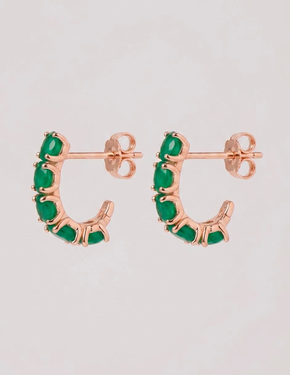 Aretes cortos Clásica de plata P 925 con acabado Baño de oro rosa zirconia 3