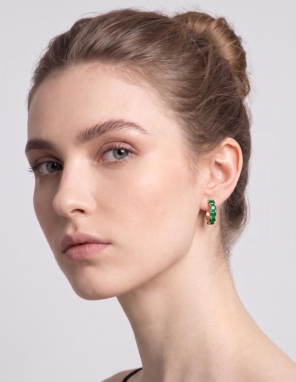Aretes cortos Clásica de plata P 925 con acabado Baño de oro rosa zirconia 2