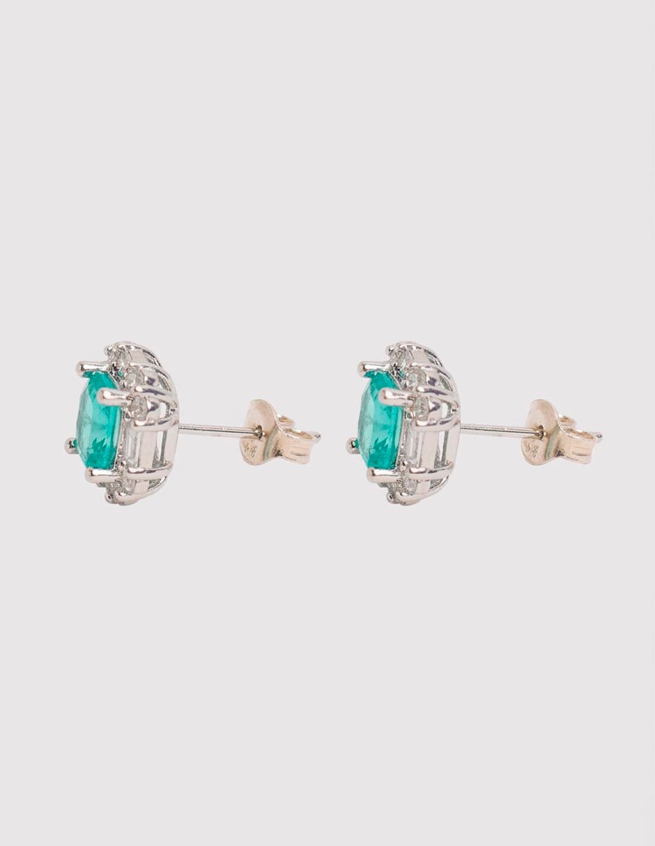 Broqueles cuadrados prosperidad de plata p 925 con acabado pavé zirconia