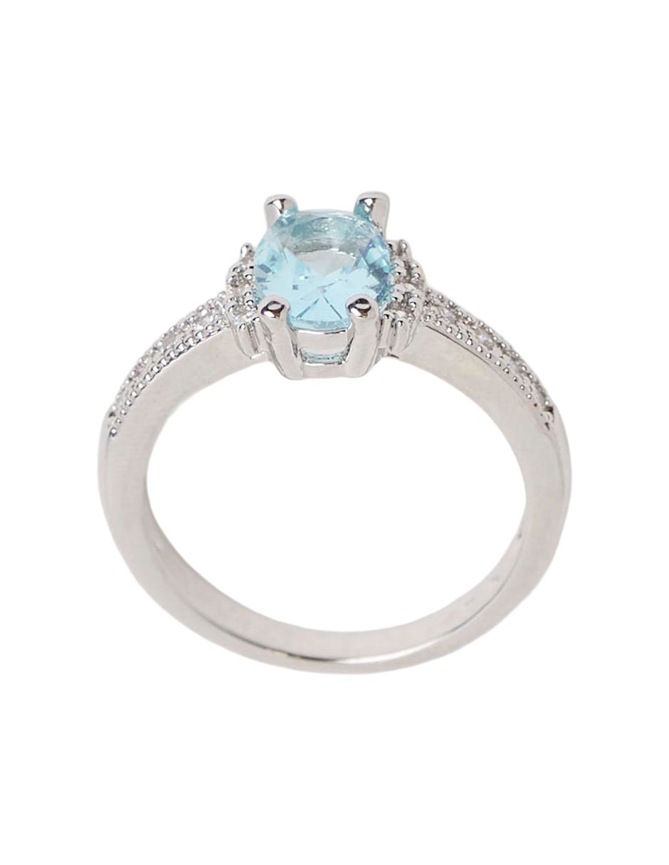 Anillo ovalado clasica p 925 plata aguamarina pavé 3
