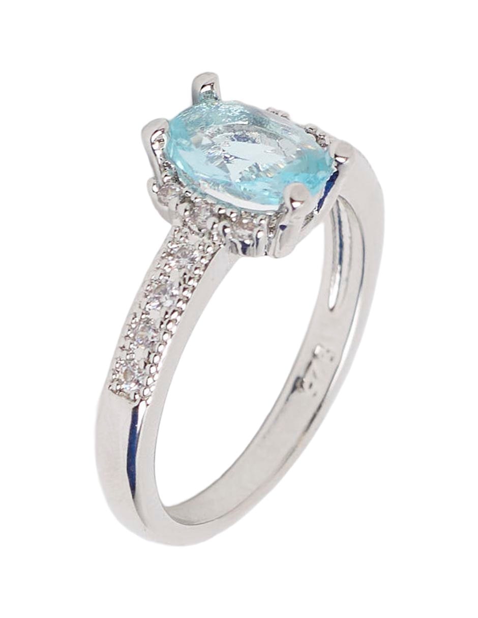 Anillo ovalado clasica p 925 plata aguamarina pavé 4