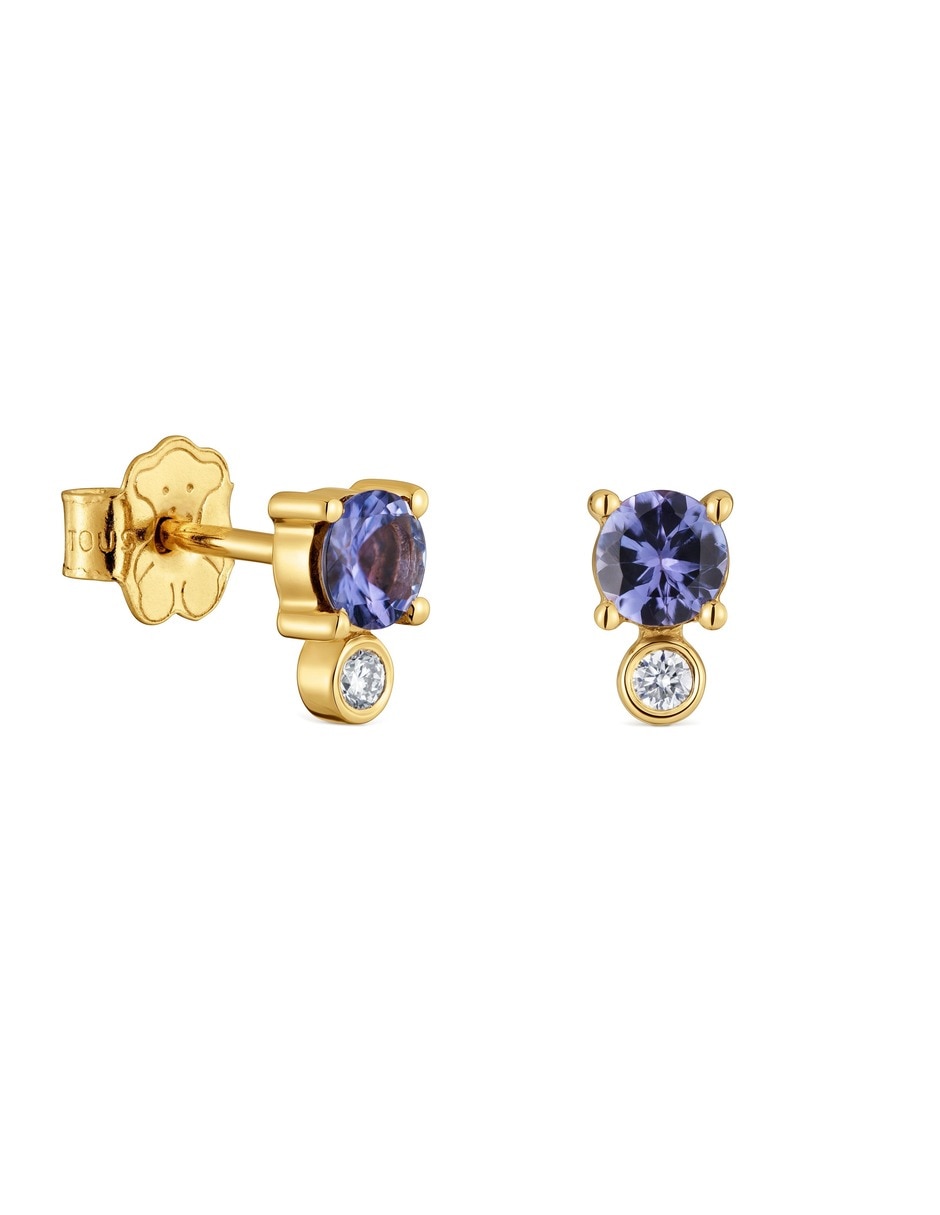 Aretes cortos de oso Bucle de oro amarillo 9 K diamante
