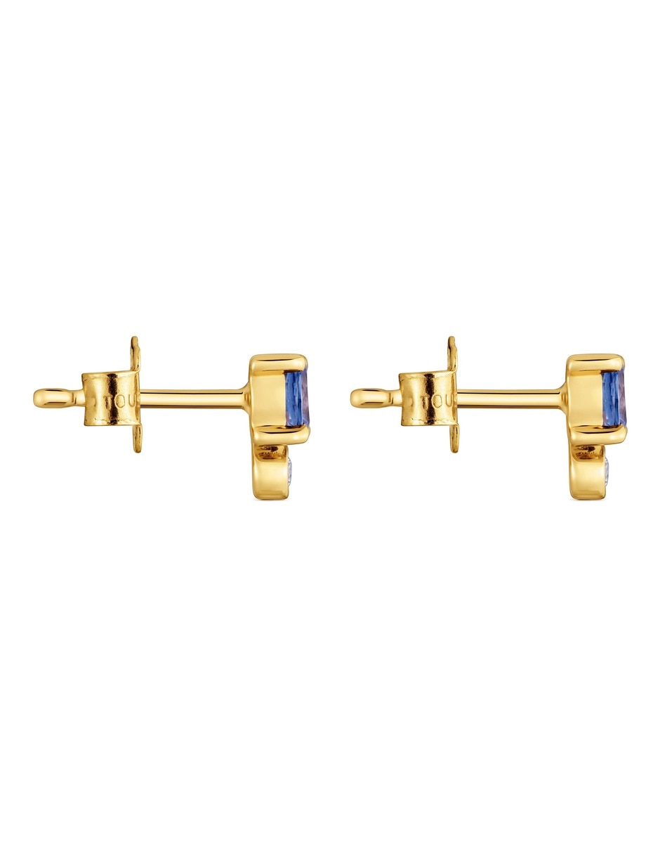 Aretes cortos de oso Bucle de oro amarillo 9 K diamante 5