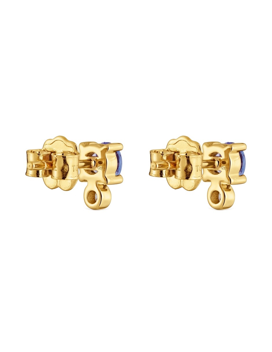Aretes cortos de oso Bucle de oro amarillo 9 K diamante