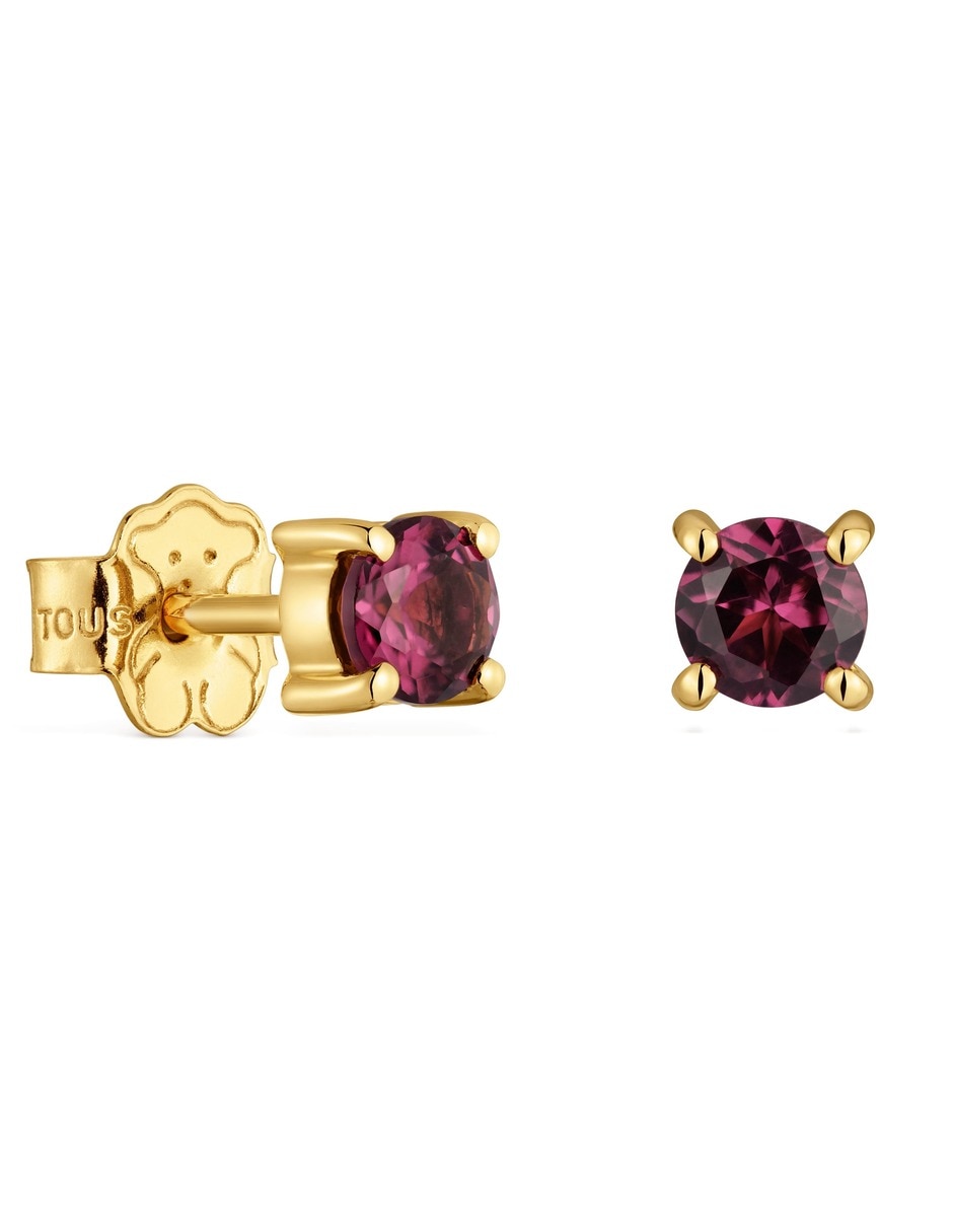Aretes cortos de oso Bucle de oro amarillo 9 K rodolita