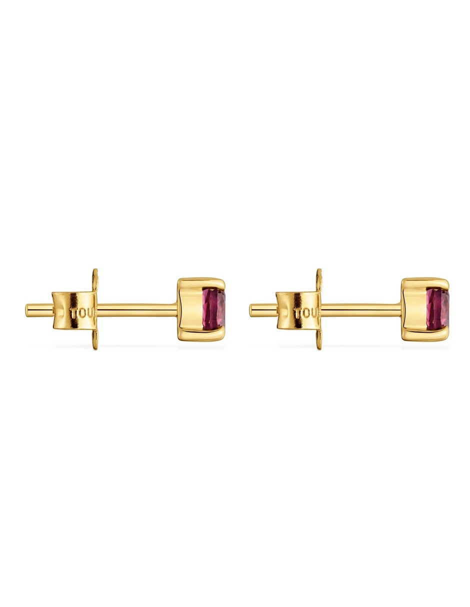 Aretes cortos de oso Bucle de oro amarillo 9 K rodolita 5