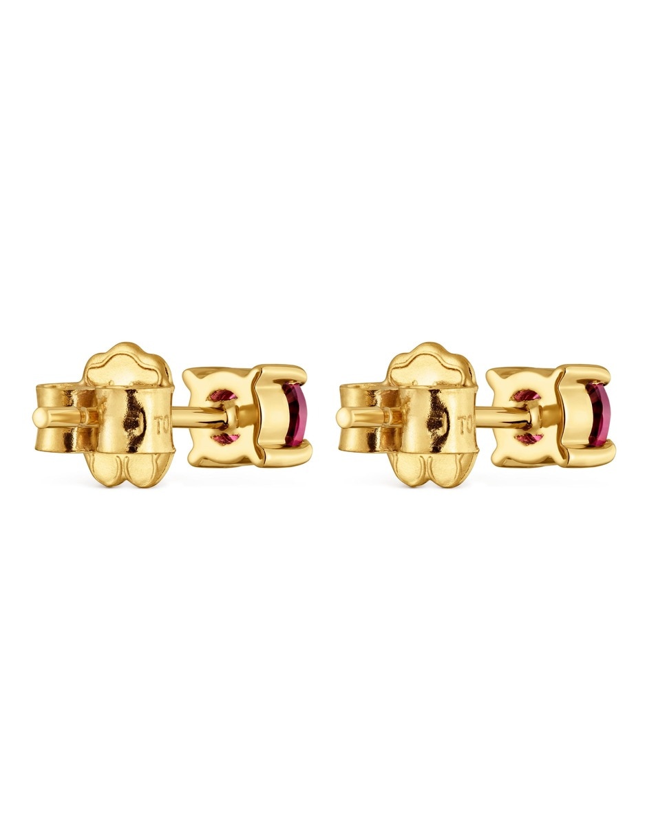 Aretes cortos de oso Bucle de oro amarillo 9 K rodolita