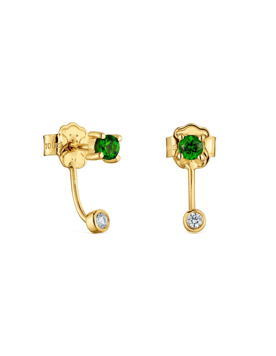 Aretes cortos de oso Bucle de oro amarillo 9 K diamante