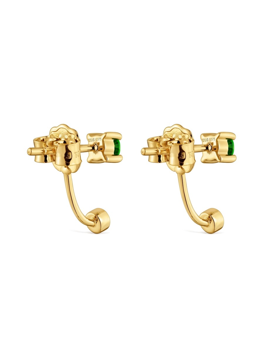 Aretes cortos de oso Bucle de oro amarillo 9 K diamante