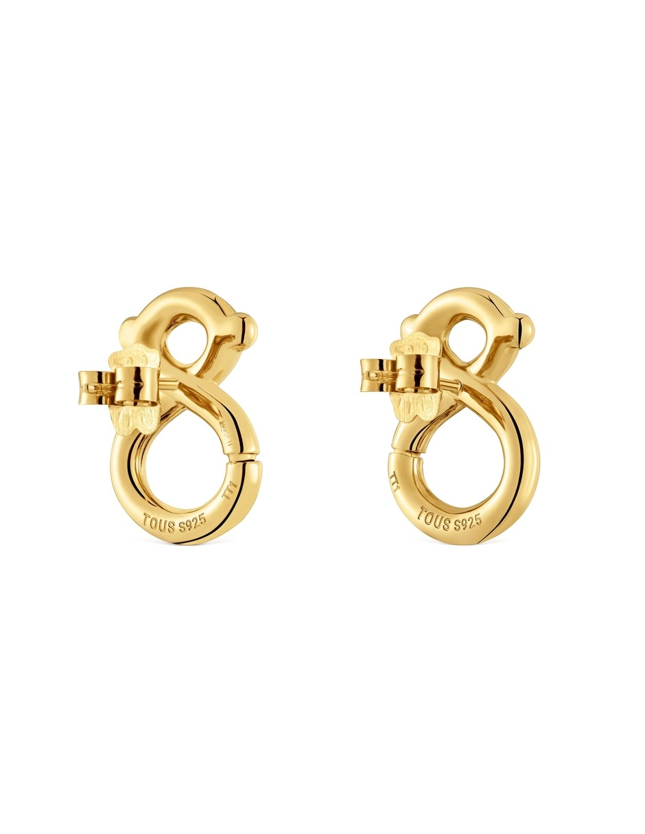 Arete individual tous infinity de plata con acabado baño de oro 2