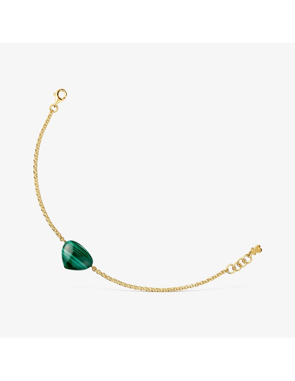 Pulsera de plata con malaquita tous color dots