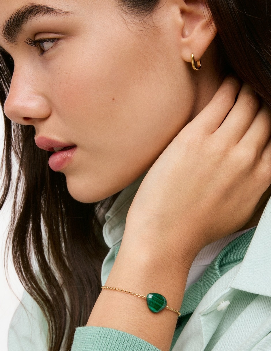 Pulsera de plata con malaquita tous color dots