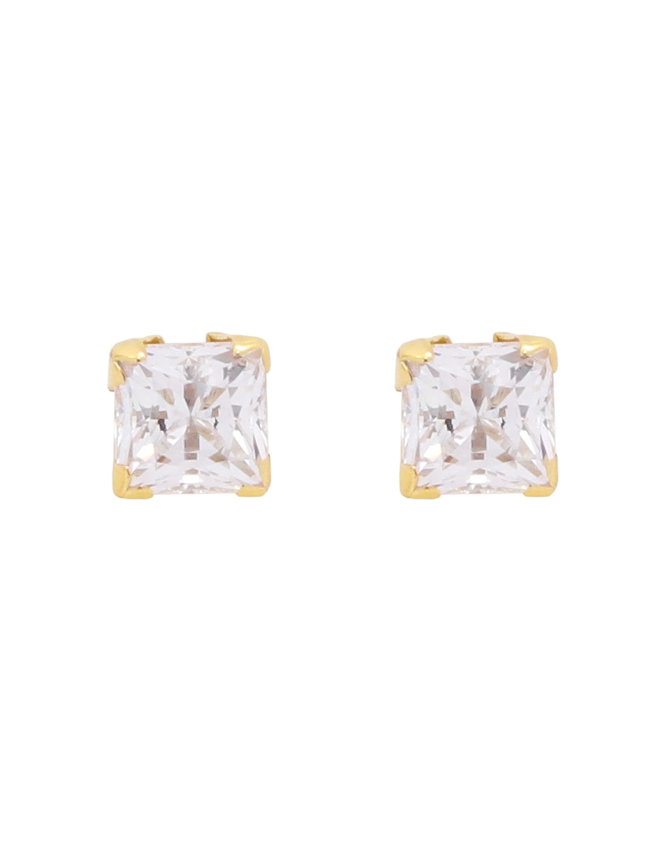 Broqueles de oro amarillo 14 k con acabado pavé zirconia cúbica Broqueles de oro amarillo 14 k con acabado pavé zirconia cúbica