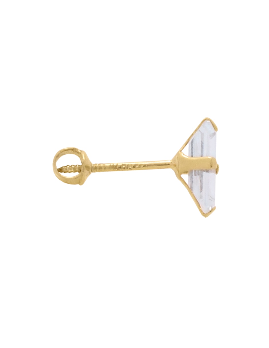 Broqueles de oro amarillo 14 k con acabado pulido zirconia 2