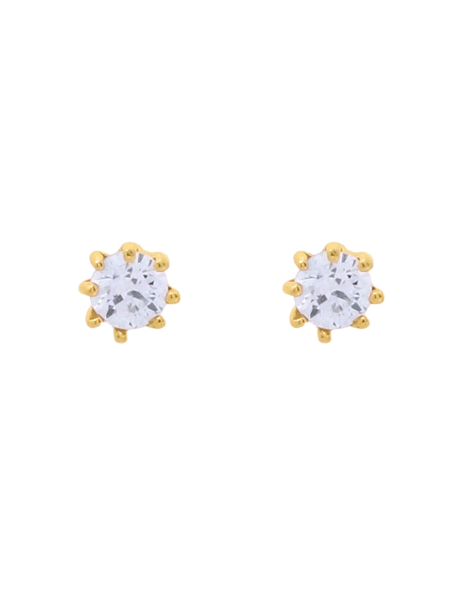 Broqueles de oro amarillo 14 k con acabado pavé zirconia