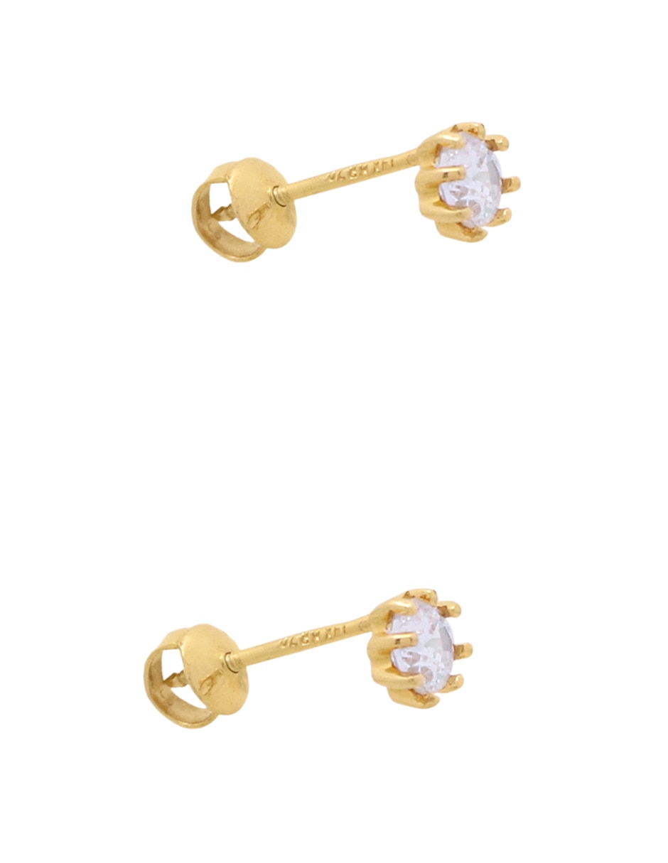 Broqueles de oro amarillo 14 k con acabado pavé zirconia 2