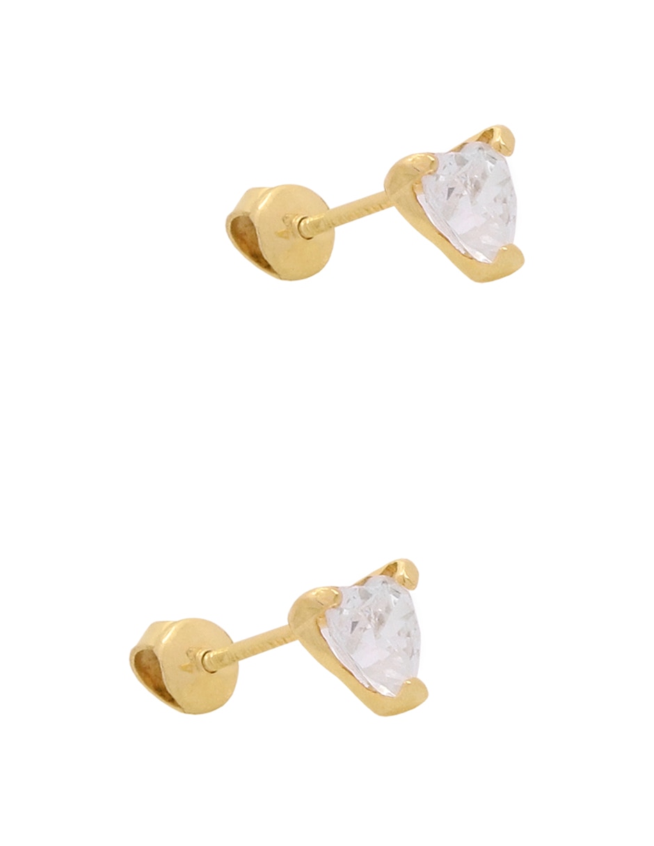 Broqueles de corazón oro amarillo 14 k pulido zirconia 3