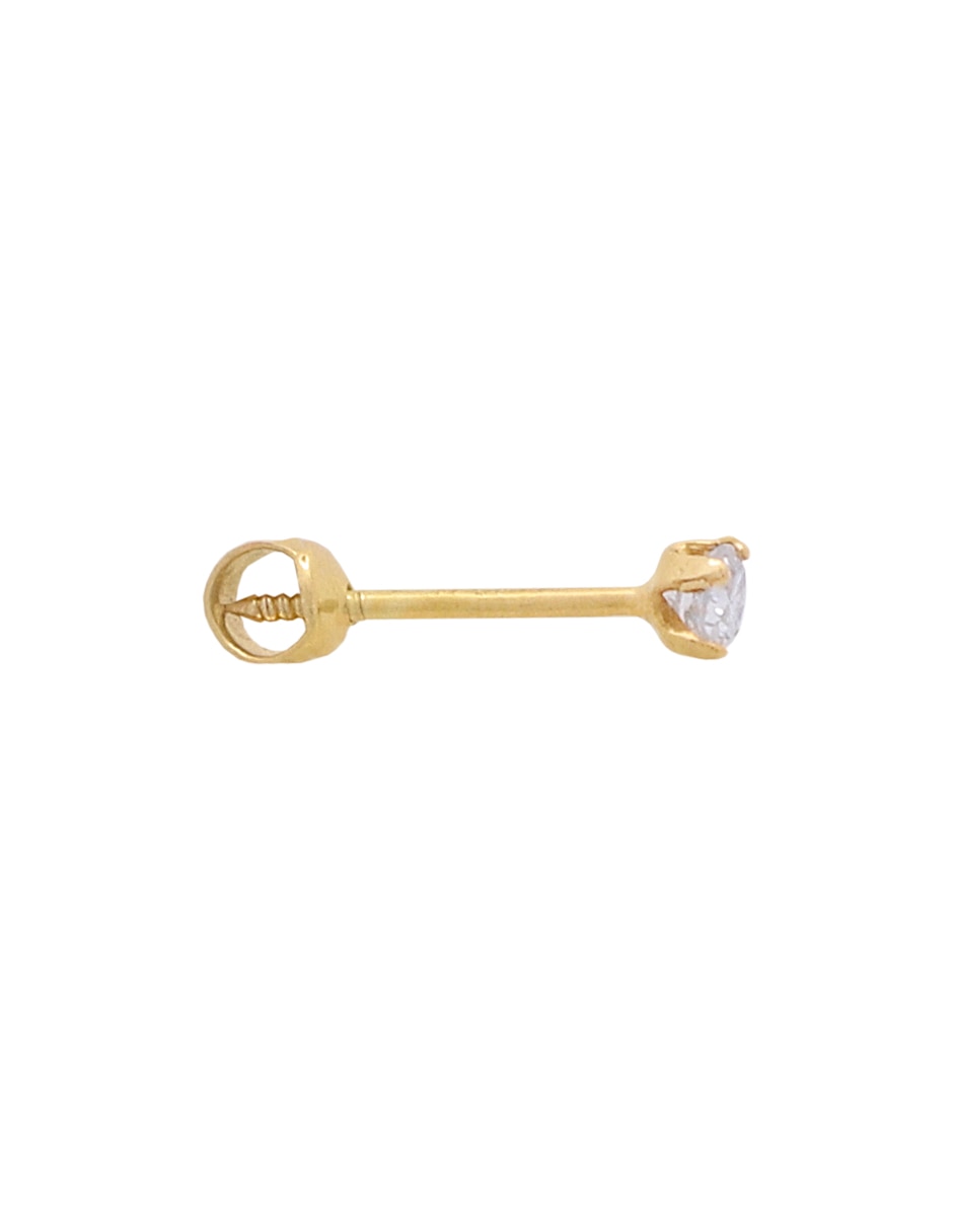 Broqueles de oro amarillo 14 k con acabado pulido zirconia 2