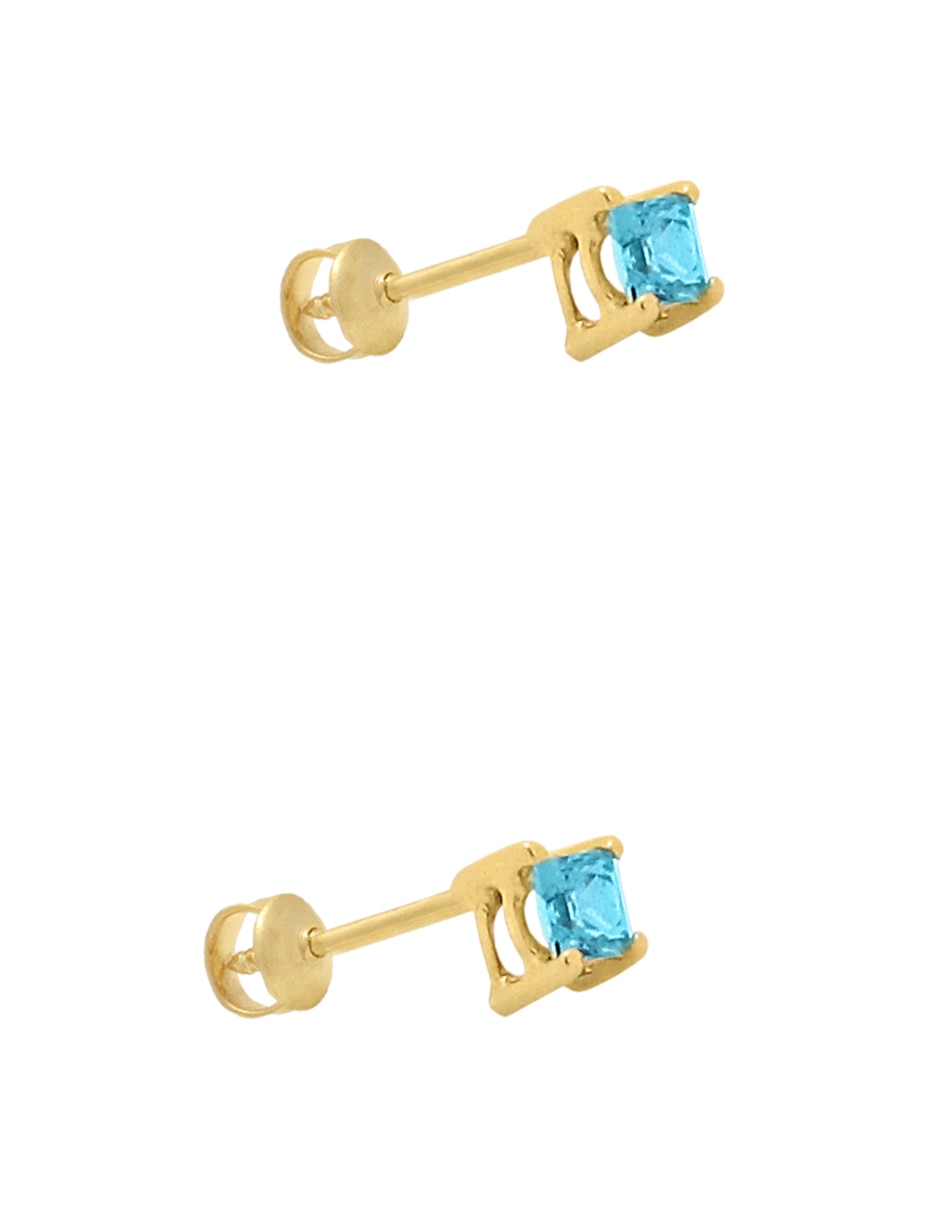 Broqueles de oro amarillo 14 k con acabado pavé zirconia cúbica 2