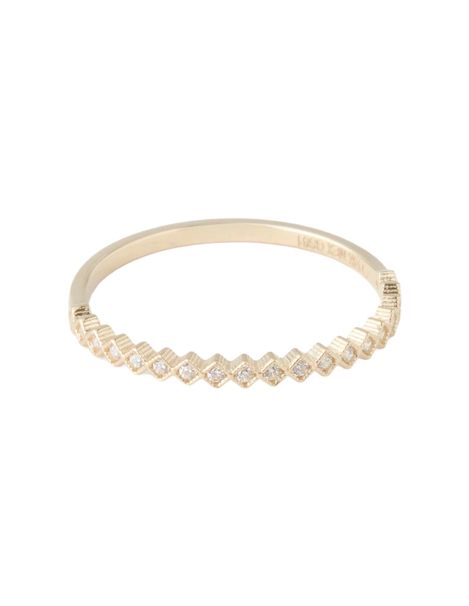 Anillo con gema 14 K de oro zirconia pavé