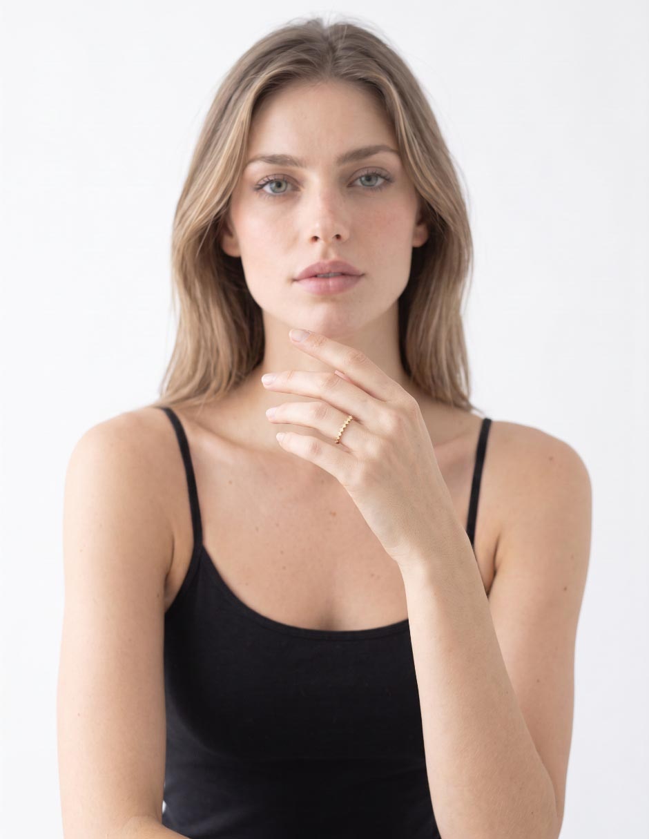 Anillo con gema 14 K de oro zirconia pavé 4