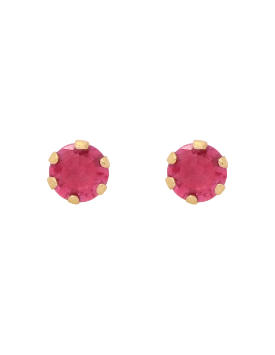 Broqueles de oro amarillo 14 k con acabado pulido rubí Broqueles de oro amarillo 14 k con acabado pulido rubí