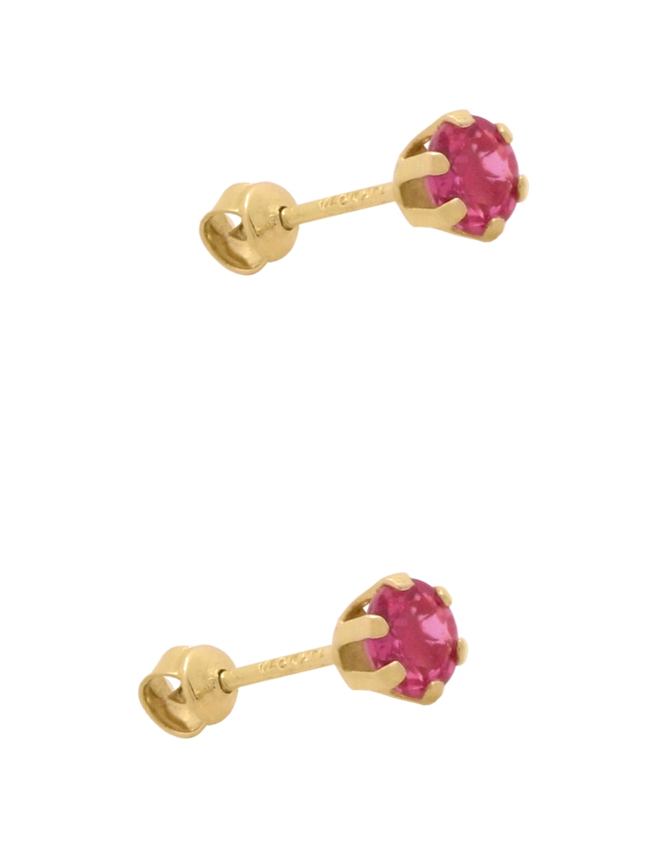 Broqueles de oro amarillo 14 k con acabado pulido rubí 2