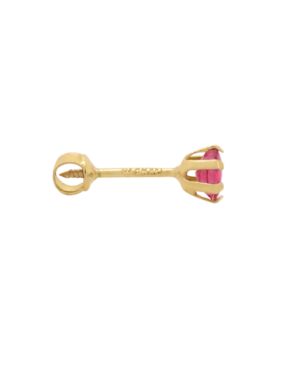 Broqueles de oro amarillo 14 k con acabado pulido rubí 3