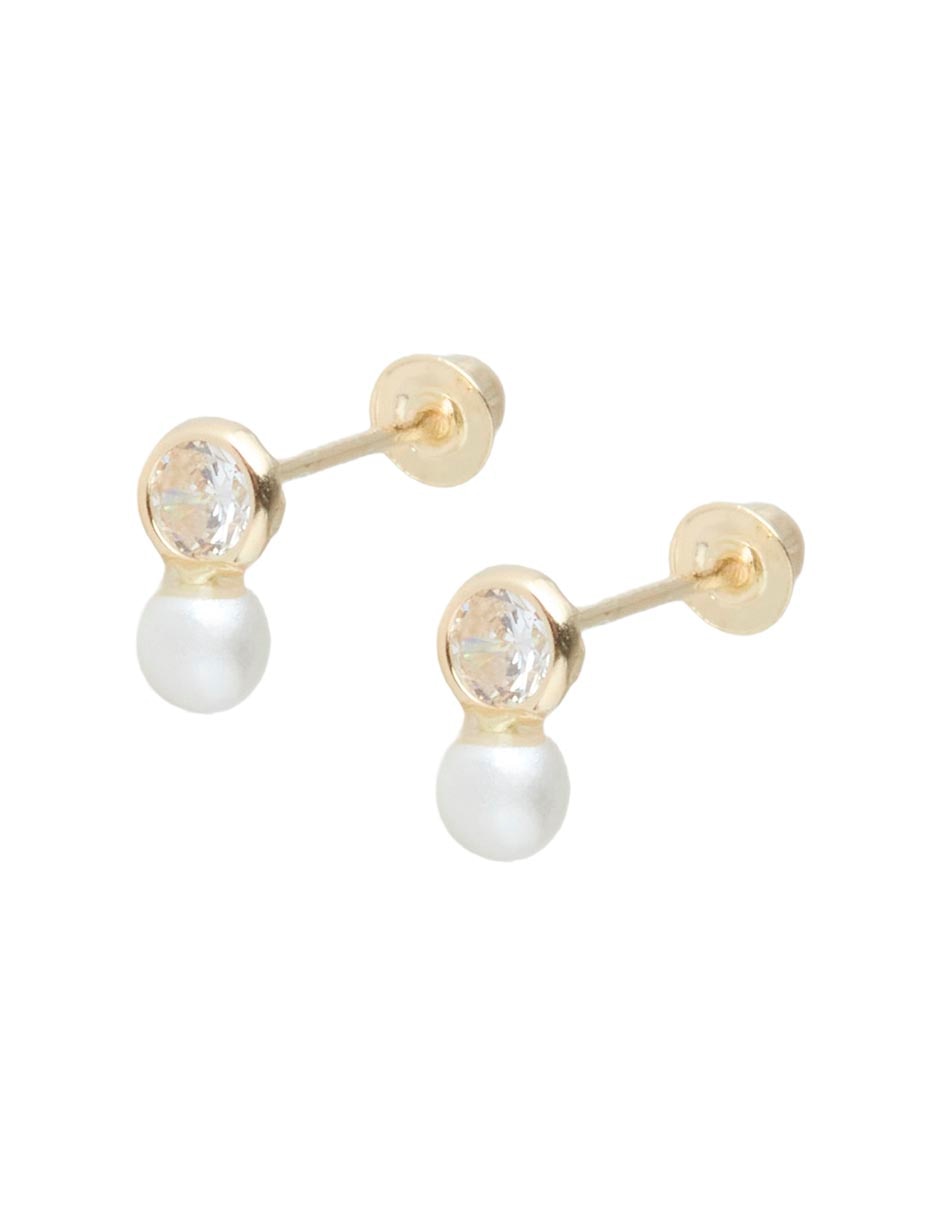 Broqueles de oro 14 k con acabado esmaltado imitación rubí 3