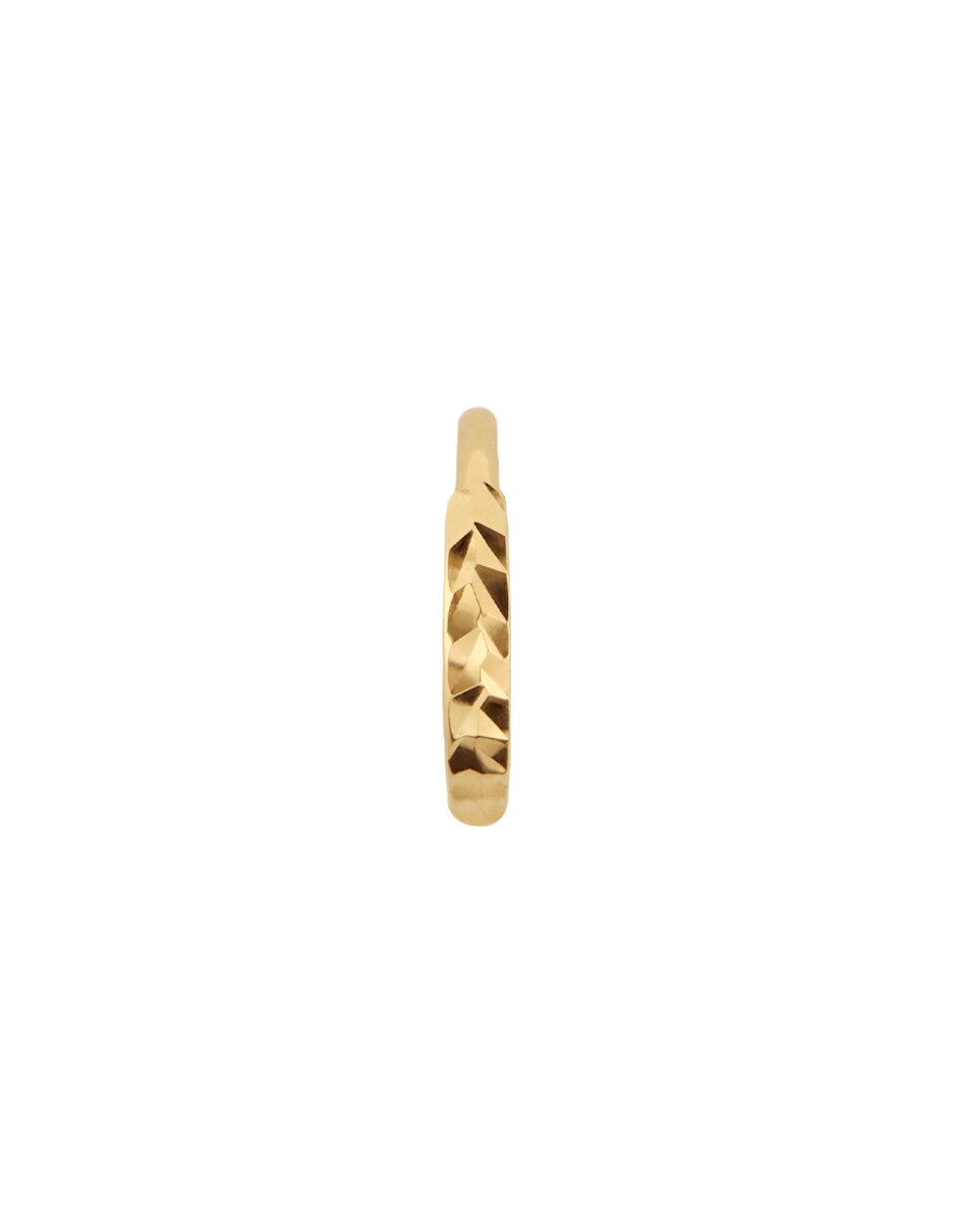 Aretes huggies de oro amarillo 14 K con acabado diamantado 3