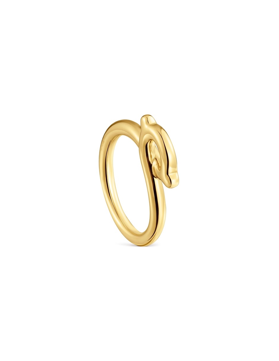 Anillo de oso de plata 18 k con acabado baño de oro