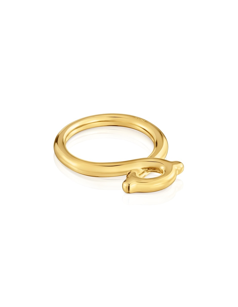 Anillo de oso de plata 18 k con acabado baño de oro 5