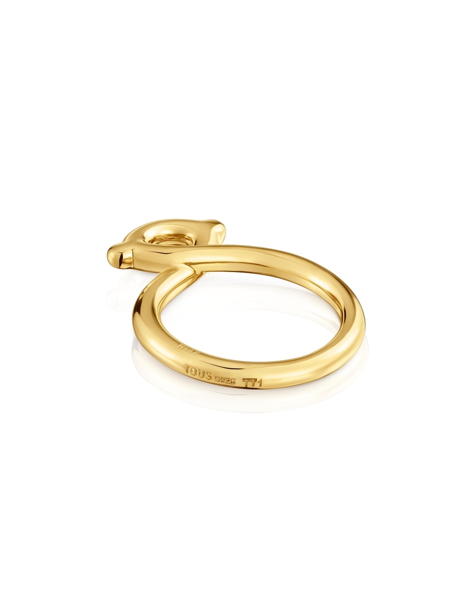 Anillo de oso de plata 18 k con acabado baño de oro 6