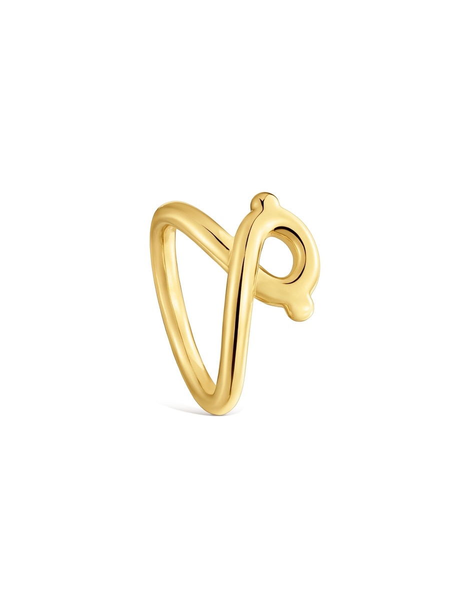 Anillo de oso de plata 18 k con acabado baño de oro