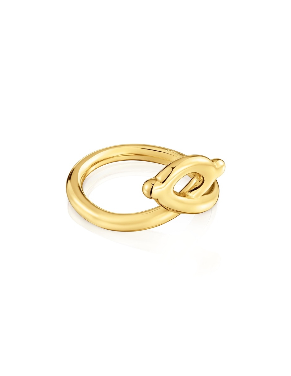 Anillo de oso de plata 18 k con acabado baño de oro 5