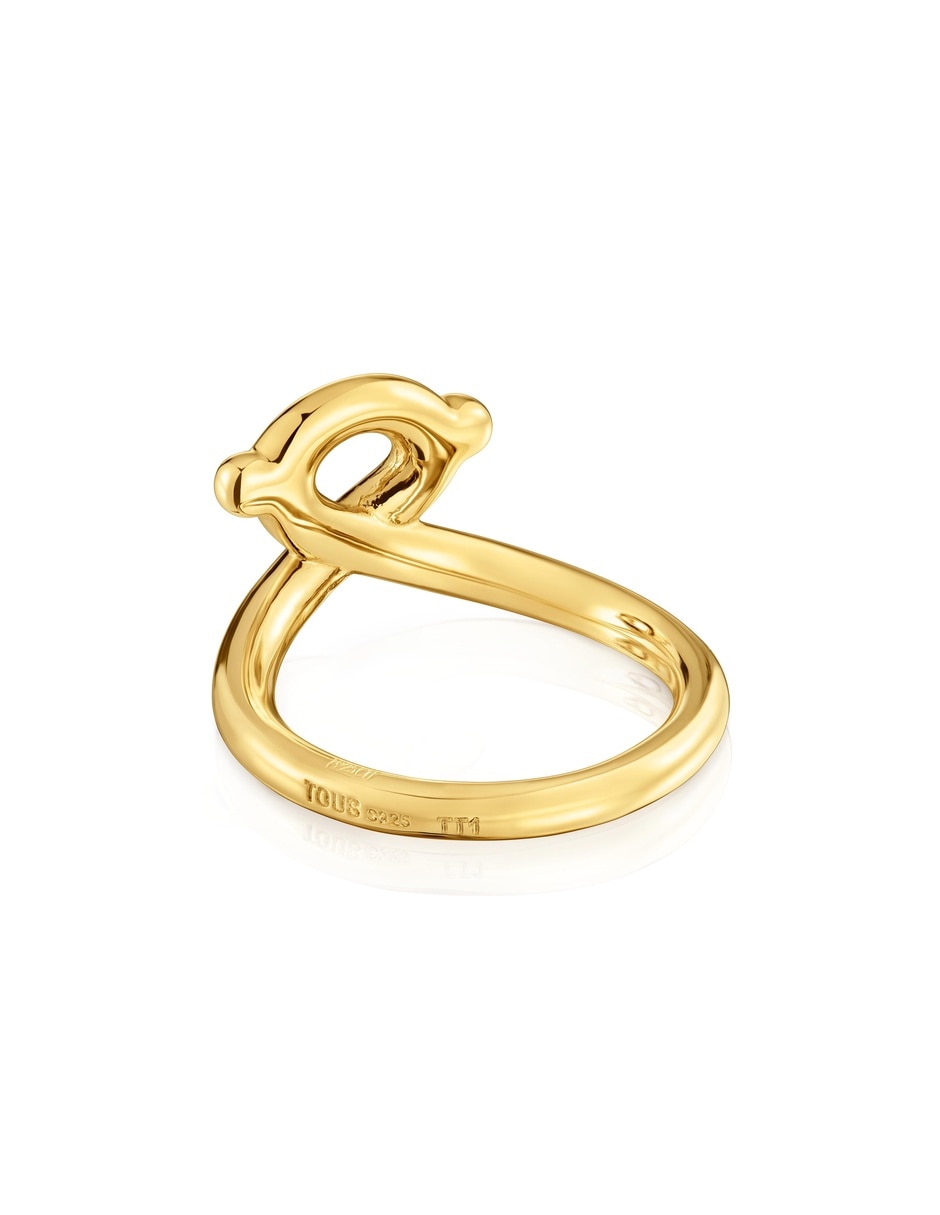 Anillo de oso de plata 18 k con acabado baño de oro