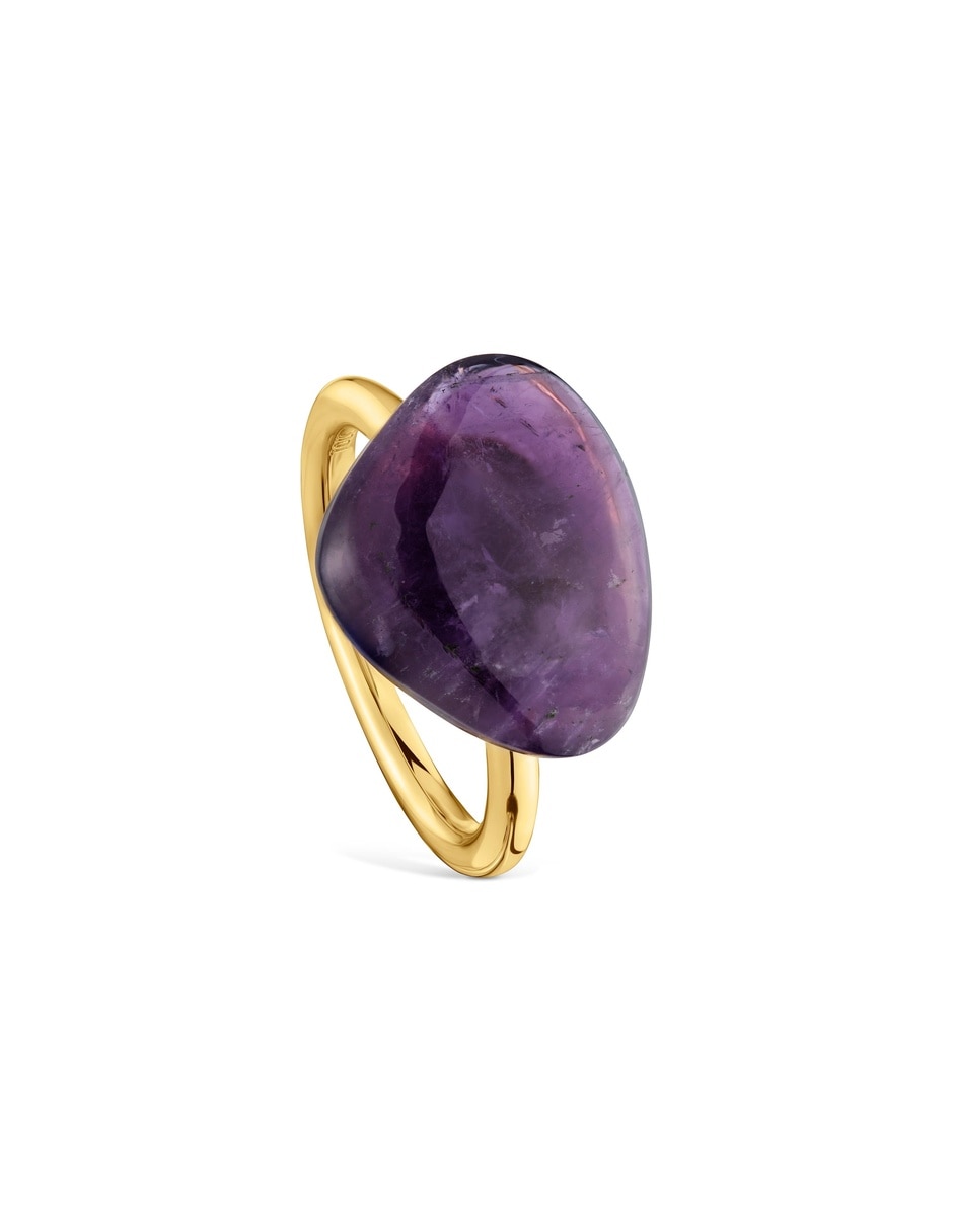 Anillo de plata 18 k amatista con acabado baño de oro