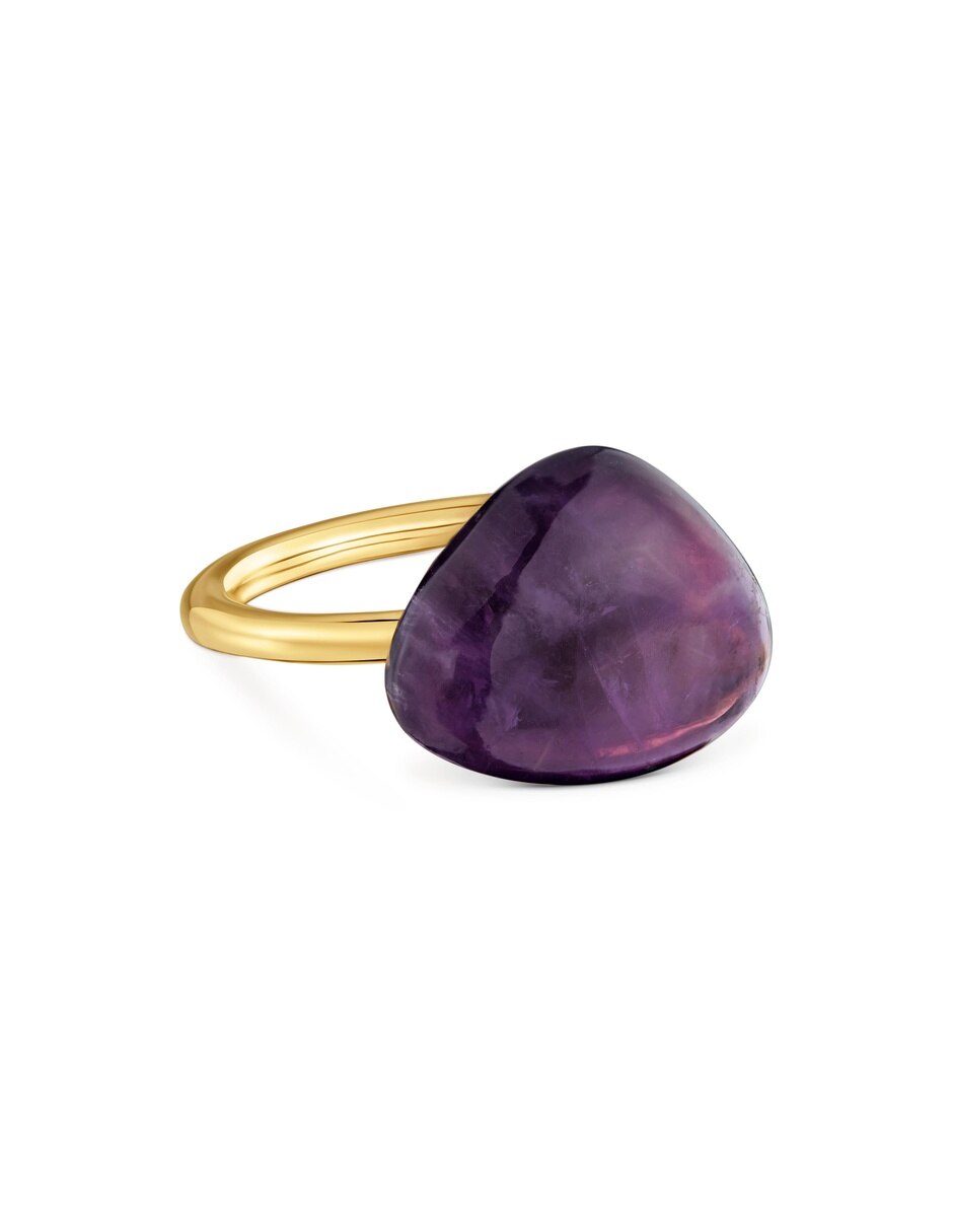 Anillo de plata 18 k amatista con acabado baño de oro 5