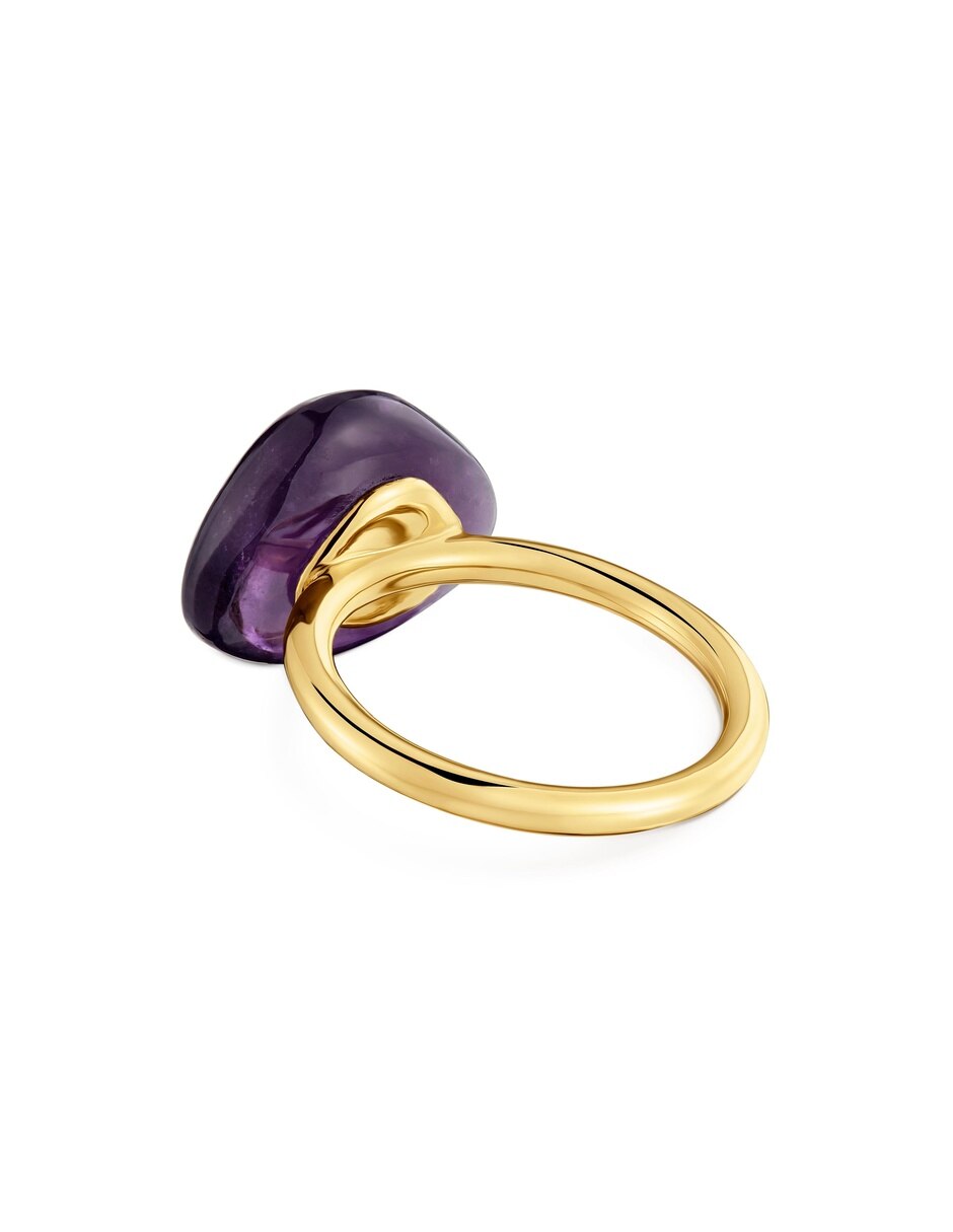 Anillo de plata 18 k amatista con acabado baño de oro 2