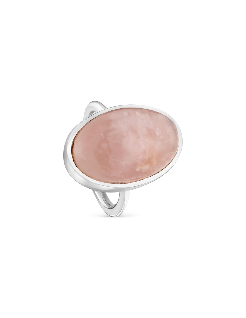 Anillo cuarzo rosa plateado Anillo cuarzo rosa plateado