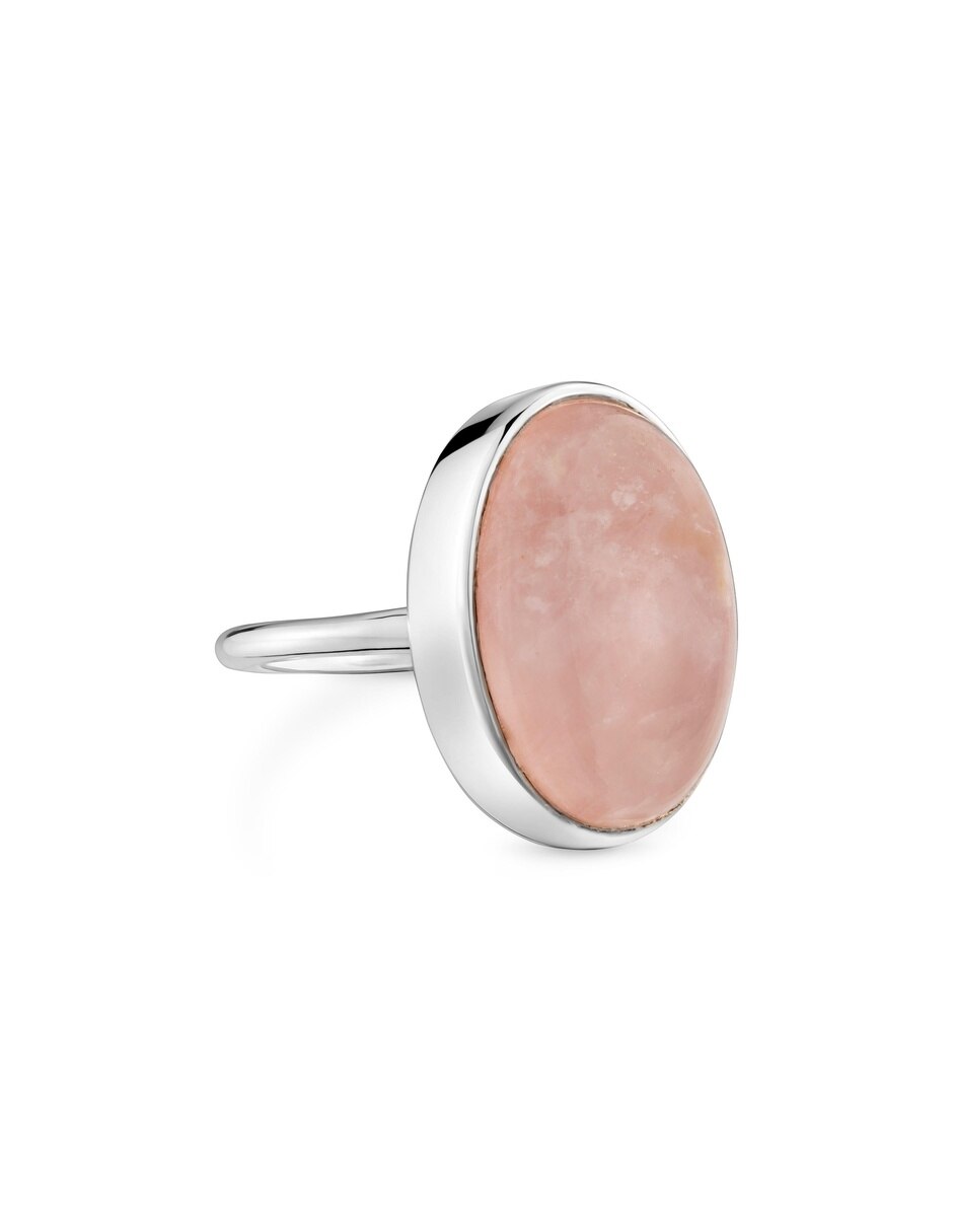 Anillo cuarzo rosa plateado 5