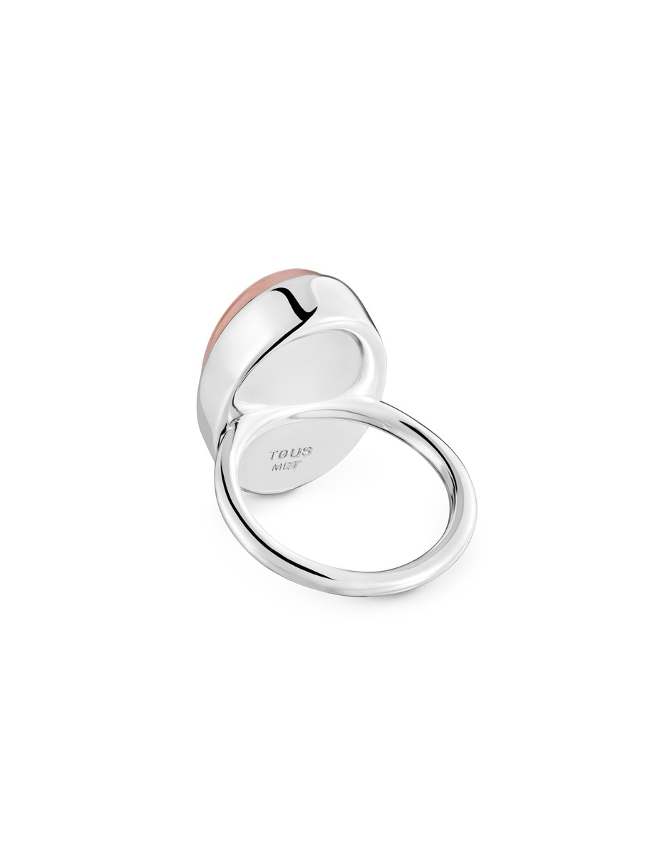 Anillo cuarzo rosa plateado 2
