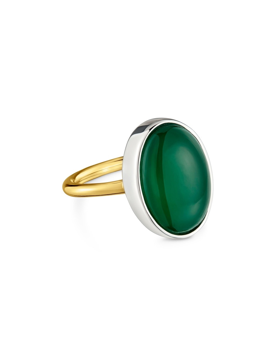Anillo 18 k calcedonia baño de oro 5
