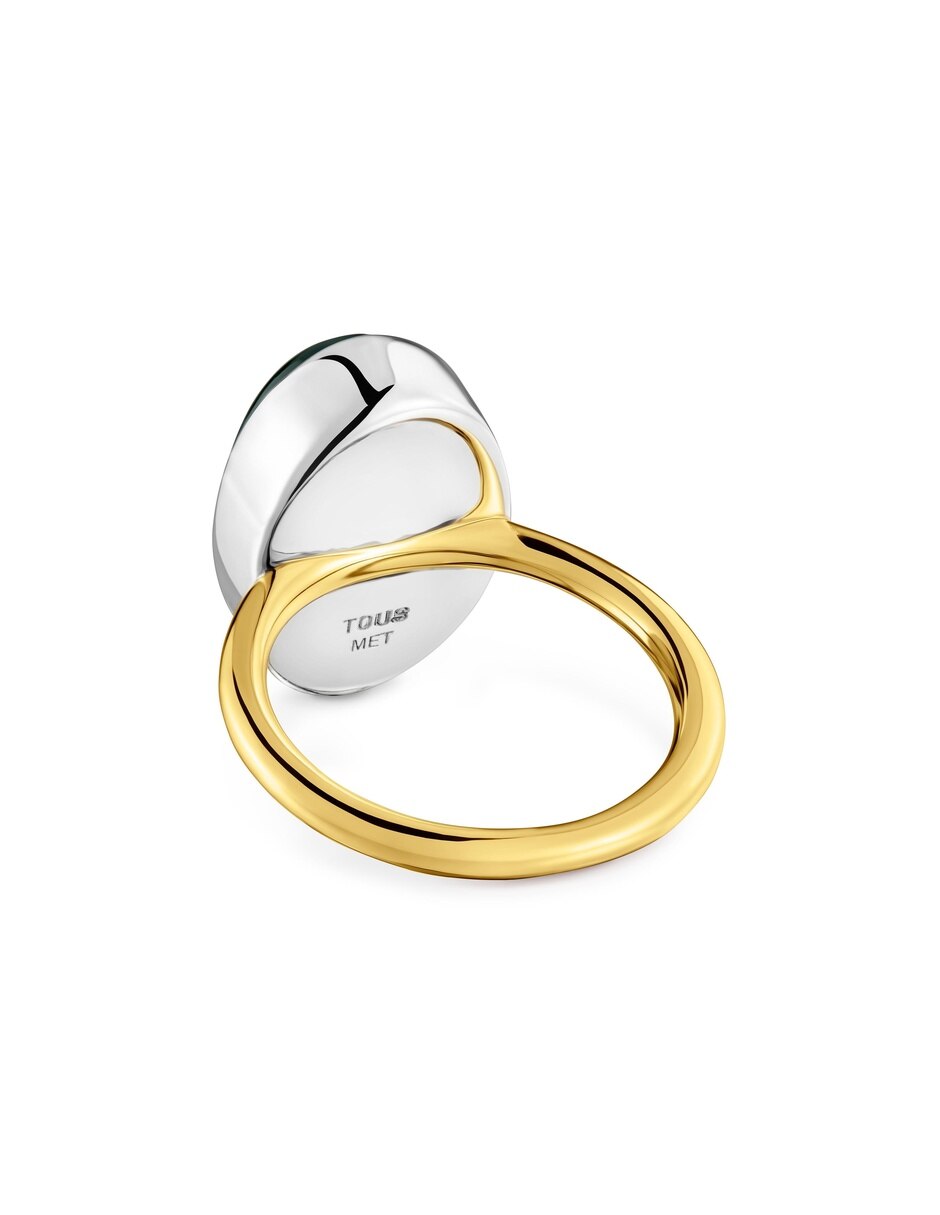 Anillo 18 k calcedonia baño de oro 2