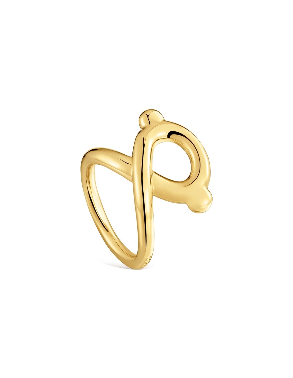 Anillo de oso de plata 18 k con acabado baño de oro